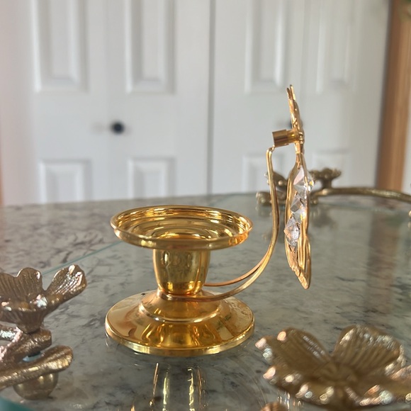 24K Gold Plated Cat Crystal Creations Candlestick Holder Decor - Picture 6 of 10